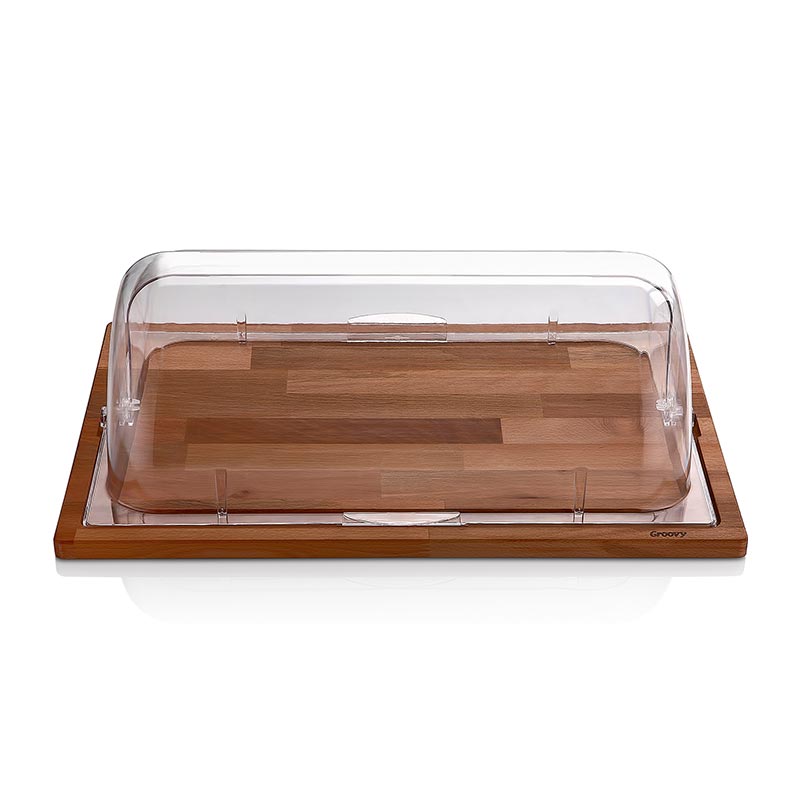 Biradlı GRV-75 Dikdörtgen Tepsili Rolltop Teşhir Standı, 58x37.5x18 cm — Biradlı