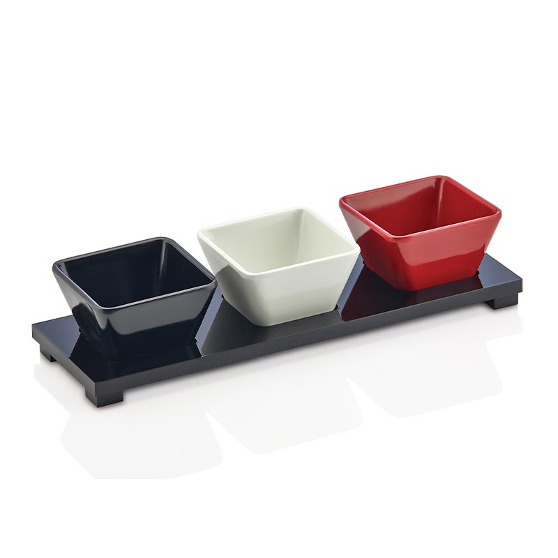 Biradlı GRV-890 Kare Sosluk Standı, 3'lü, 25x8 cm, Siyah — Biradlı