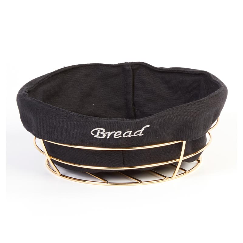 Biradlı HW-179A Bezli Yuvarlak Ekmek Sepeti, 23x23x8.5 cm, Altın — Biradlı
