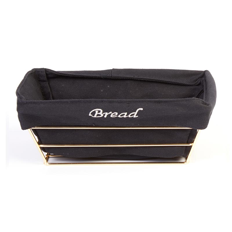 Biradlı HW-182A Bezli Dikdörtgen Ekmek Sepeti, 22x16x7.5 cm, Altın — Biradlı