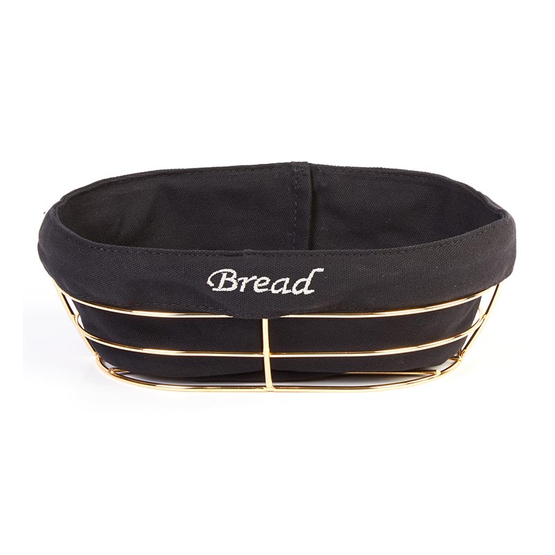 Biradlı HW-186A Bezli Oval Ekmek Sepeti, 26x17x6.5 cm, Altın — Biradlı