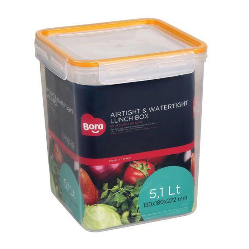 Bora Plastik Click Kare Saklama Kabı, 5.1 L — Bora Plastik