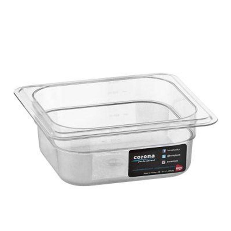 Bora Plastik GN 1/6-65 mm Polikarbon Gastronorm Küvet, 1 L — Bora Plastik