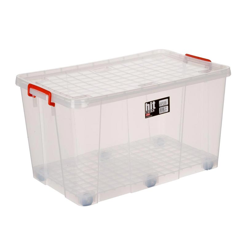 Bora Plastik Hit Box Tekerlekli Kasa, 79 L, Şeffaf — Bora Plastik