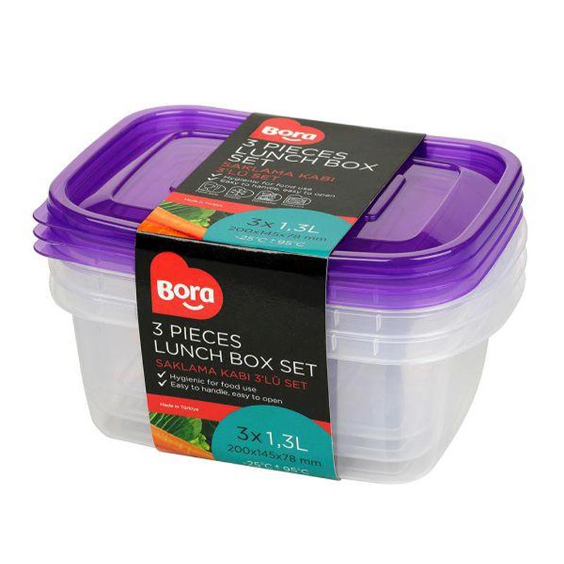 Bora Plastik Oval Saklama Kabı, 3'lü, 1300 ml — Bora Plastik