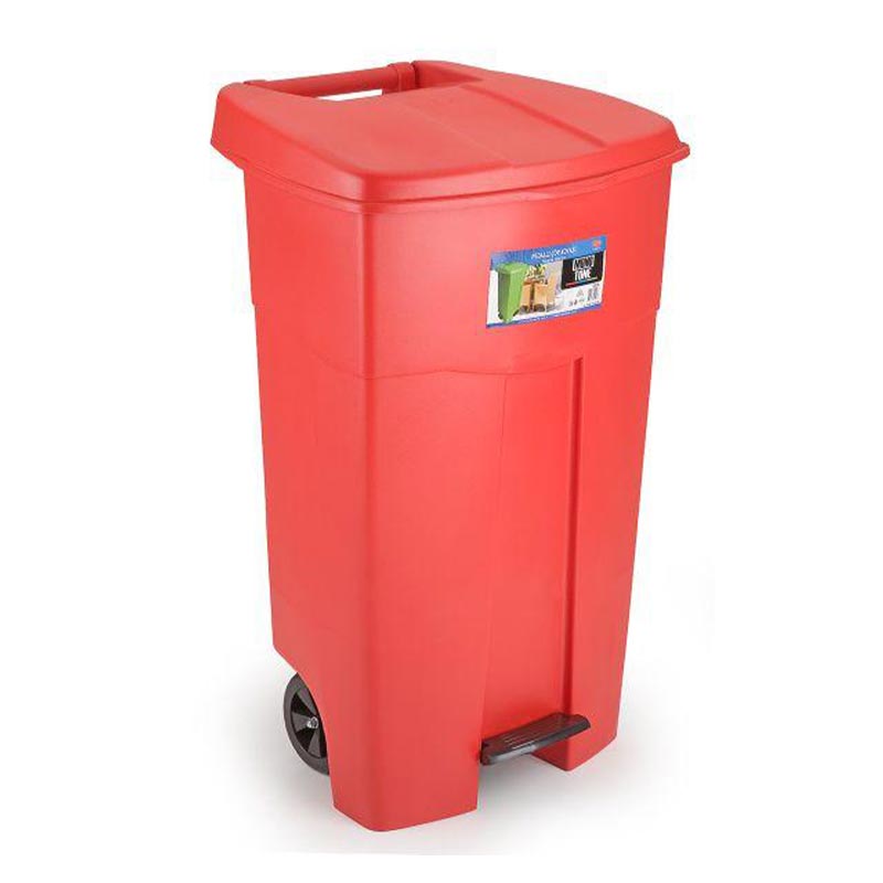 Bora Plastik Pedallı Çöp Kovası, 125 L, Kırmızı — Bora Plastik