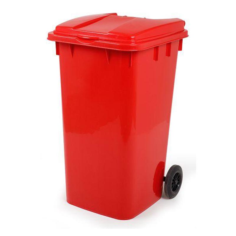 Bora Plastik Pedallı Çöp Kovası, 240 L, Kırmızı — Bora Plastik