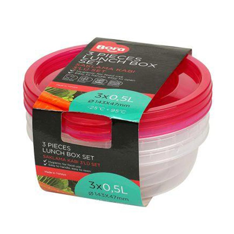 Bora Plastik Saklama Kabı, Yuvarlak, 3'lü Set, 500 ml — Bora Plastik