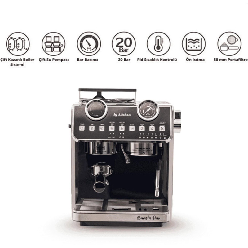 By Kitchen Barista Duo Ev Tipi Öğütücülü Espresso Kahve Makinesi — By Kitchen — Görsel 2