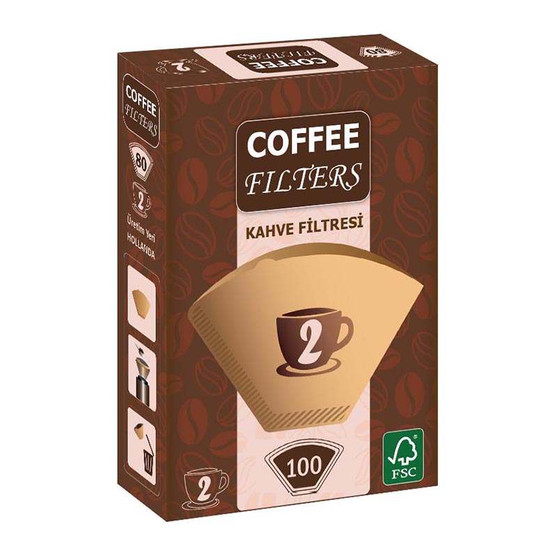 Coffee Filters No:2 Kahve Filtre Kağıdı, 100 Adet, Kahverengi — Coffee Filters
