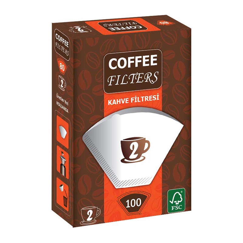 Coffee Filters No:2 Kahve Filtre Kağıdı, 100 Adet, Beyaz — Coffee Filters