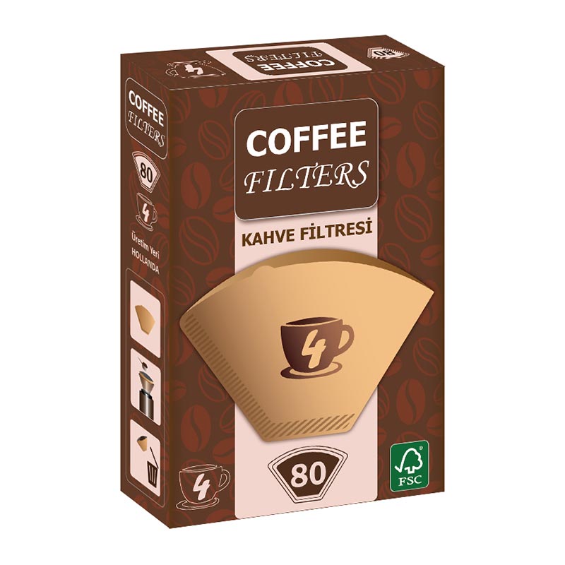Coffee Filters No:4 Kahve Filtre Kağıdı, 80 Adet, Kahverengi — Coffee Filters