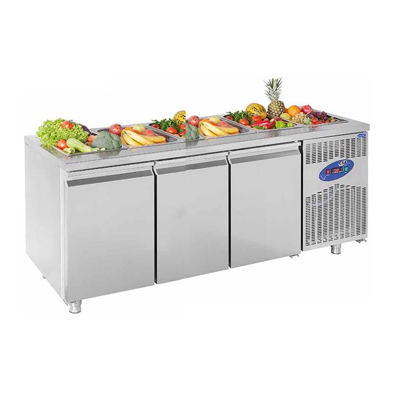 CSA CS-TEK 3-700-SH Havuzlu Salad Bar, 3 Kapılı, 474 L — CSA Inox