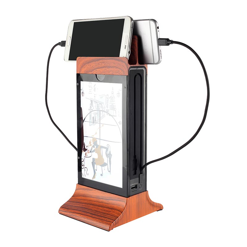 Cyclone Masaüstü Mobil Şarj Cihazı, Powerbank, LED Işıklı, Ahşap — Cyclone