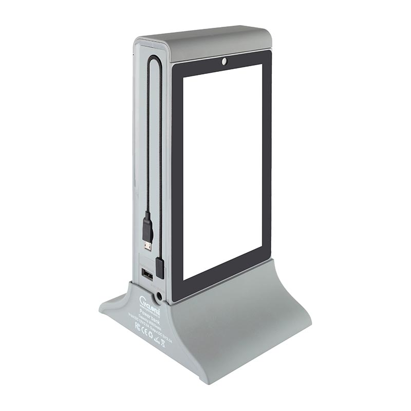 Cyclone Masaüstü Mobil Şarj Cihazı, Powerbank, LCD Ekranlı, Gri — Cyclone