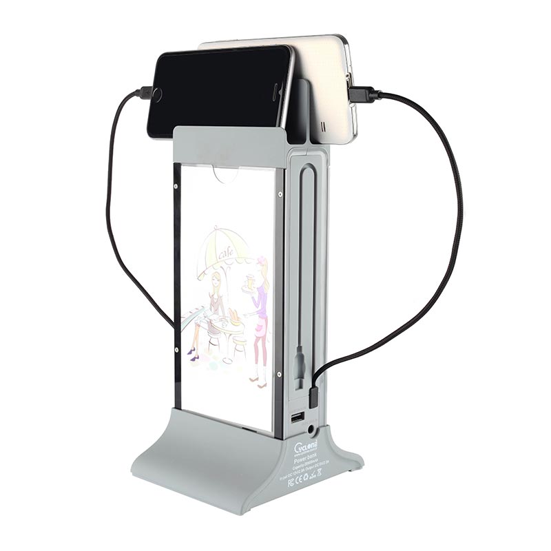 Cyclone Masaüstü Mobil Şarj Cihazı, Powerbank, LED Işıklı, Gri — Cyclone