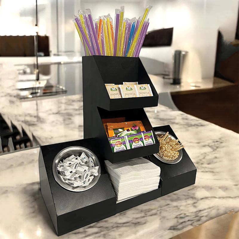 Decorelax 7 Bölmeli Pipet Çay Şeker Karıştırıcı Peçete Standı, Siyah — Decorelax — Görsel 2