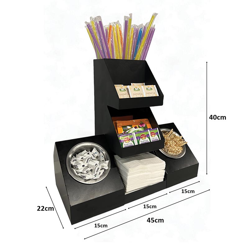 Decorelax 7 Bölmeli Pipet Çay Şeker Karıştırıcı Peçete Standı, Siyah — Decorelax — Görsel 5