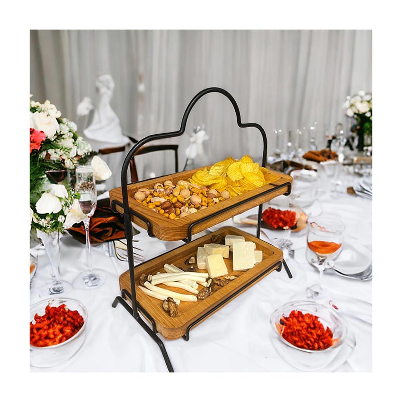 Decorelax Metal Ayaklı 2 Katlı Ahşap Teşhir Standı, 15x27cm — Decorelax — Görsel 3