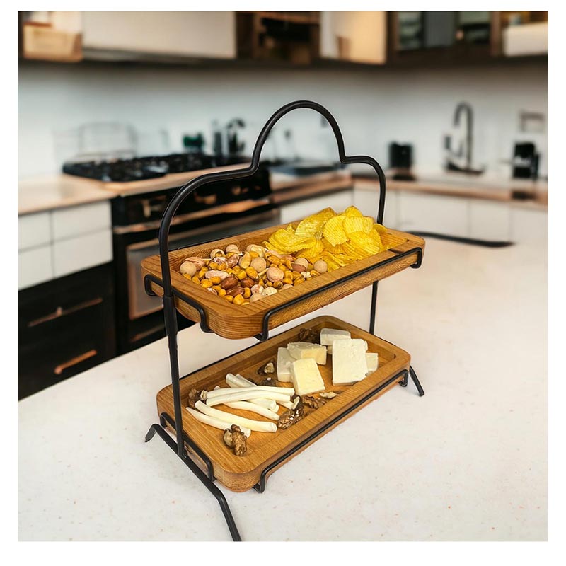 Decorelax Metal Ayaklı 2 Katlı Ahşap Teşhir Standı, 15x27cm — Decorelax — Görsel 5