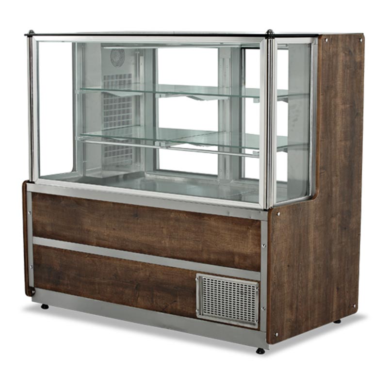 Empero Merkür Düz Cam Teşhir Vitrini, Ahşap Dekorlu, 100x75x135 cm — Empero