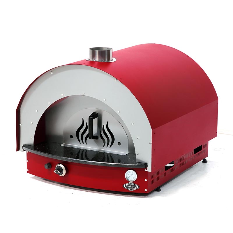 Empero PLF.PLS.D5.W.R Ev Tipi Taş Tabanlı 25 cm x 4 Pizza Kapasiteli Pizza ve Pide Fırını, Odunlu, Kırmızı — Empero — Görsel 2
