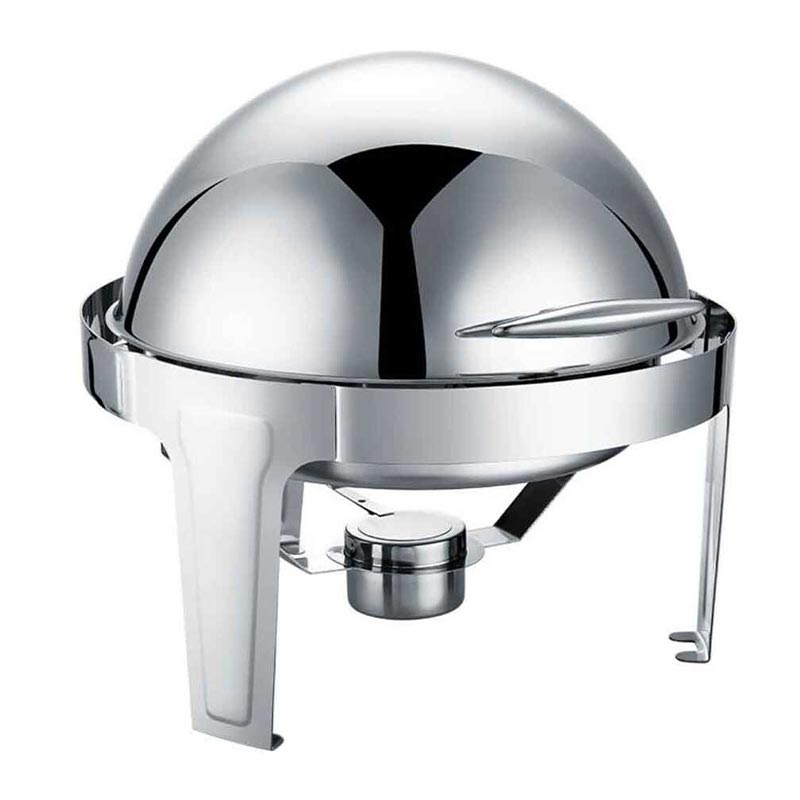 Epinox CDC-6 Roll Top Kapaklı Yuvarlak Chafing Dish, 6 L, Jel Yakıt + Elektrikli