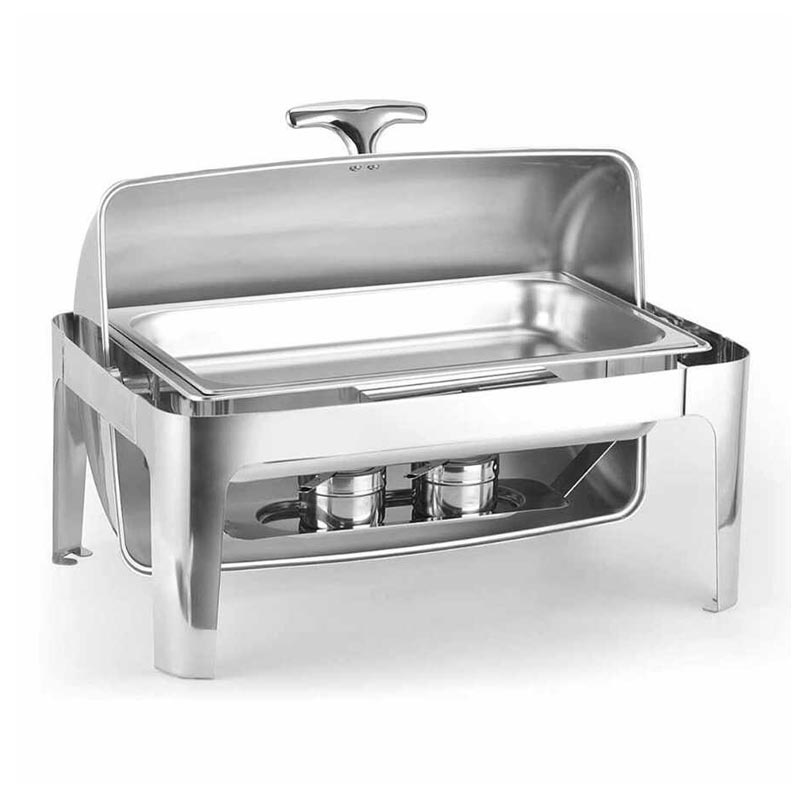 Epinox CDR-9 Roll Top Kapaklı Chafing Dish, 9 L, Jel Yakıt + Elektrikli