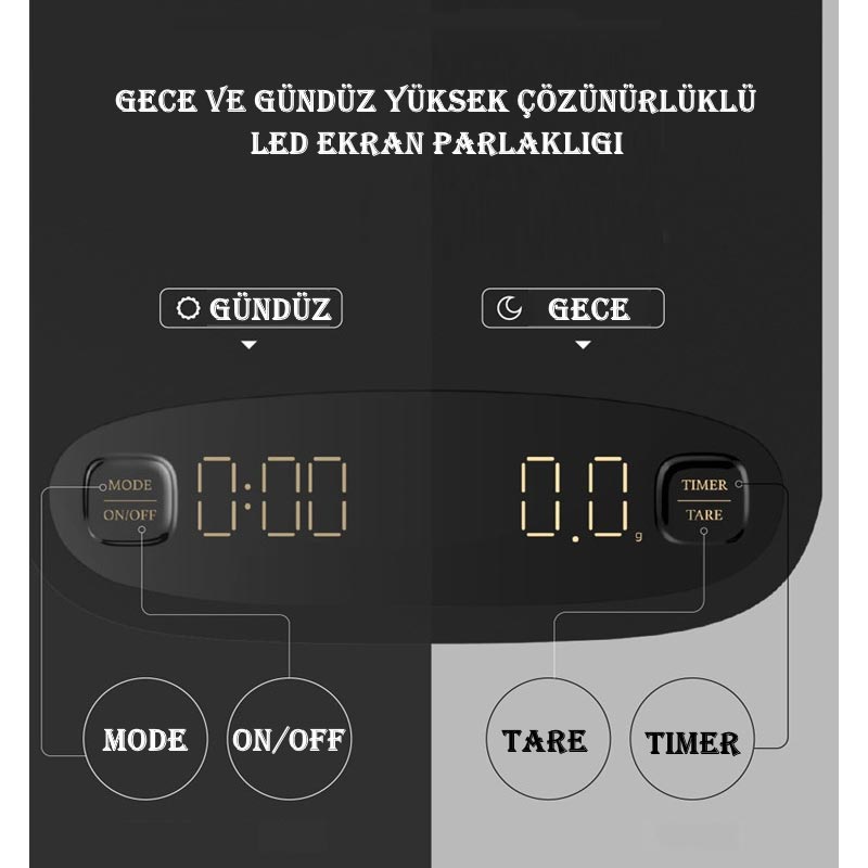 Escobarista Dijital Hassas Tartı, Led Ekranlı, Demleme Profilli — Escobarista — Görsel 3