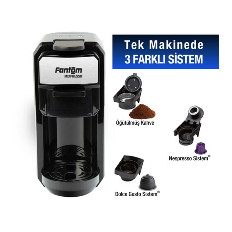 Fantom KS 1450 Mixpresso Kapsül Kahve Makinesi, Nespresso Kapsül Uyumlu, Siyah — Fantom — Görsel 6