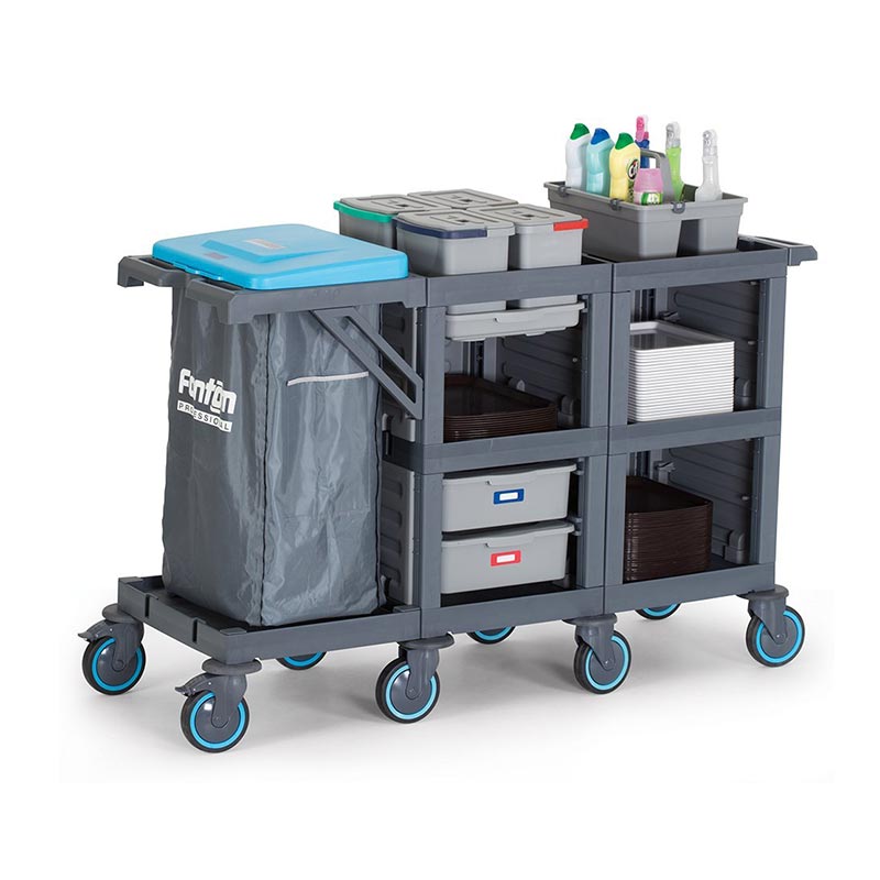 Fantom Procart 3203 3 Katlı Servis Arabası, 4 Adet Temizlik Kovalı ve Çöp Bölmeli — Fantom — Görsel 2