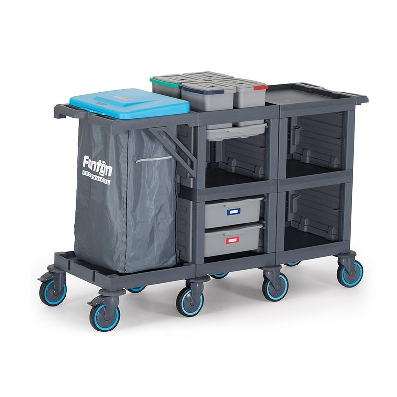 Fantom Procart 3203 3 Katlı Servis Arabası, 4 Adet Temizlik Kovalı ve Çöp Bölmeli — Fantom — Görsel 3