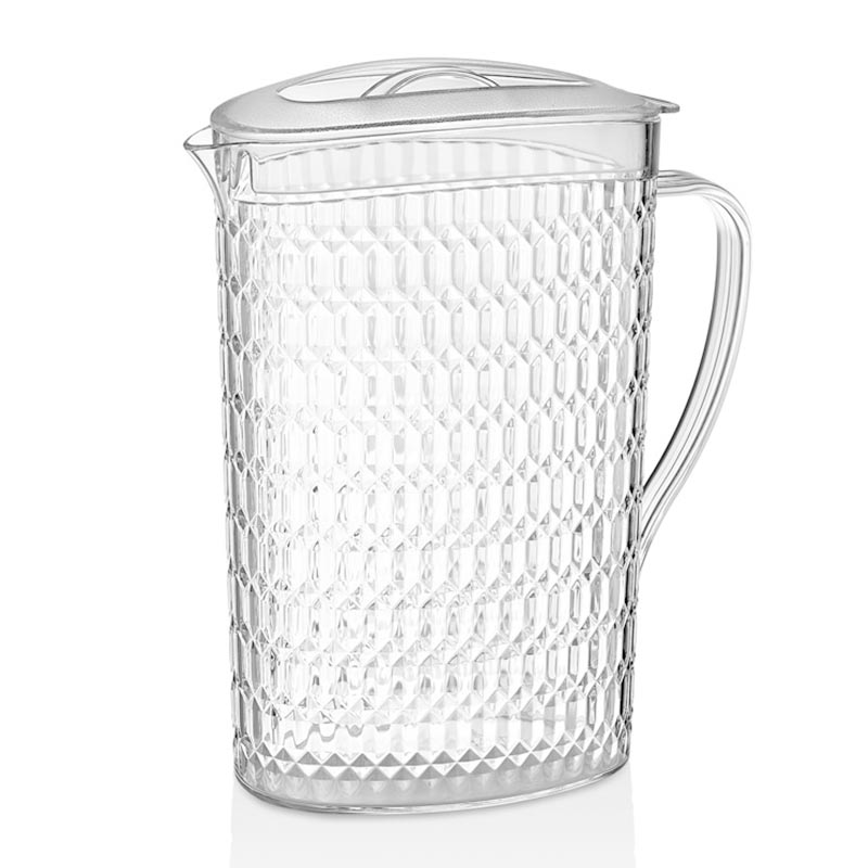 GastroCups Elmas Sürahi, Kapaklı, 2.2 L, Polikarbonat, Şeffaf — GastroCups