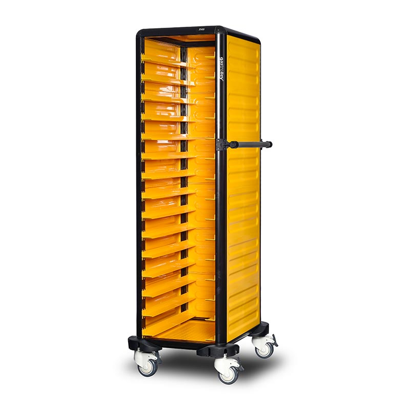 Gastrolley 150 Tekli Servis Tepsi Arabası, 2 Yanı ve Arkası Kapalı, 57x71x174 cm — Gastrolley