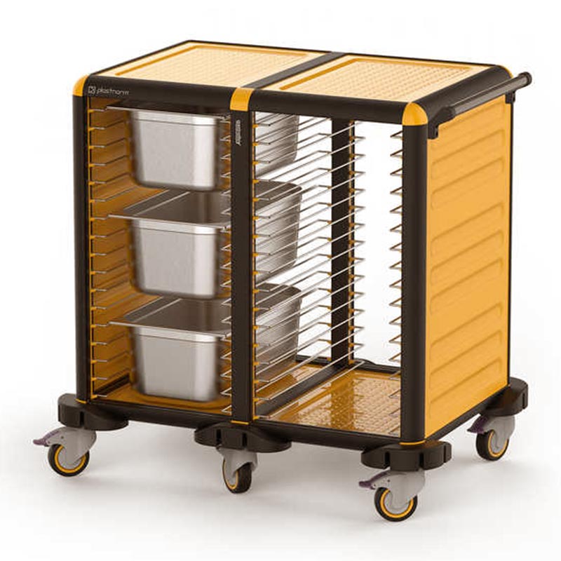 Gastrolley 75 İkili Gastronorm Küvet Taşıma Arabası, 2 Yanı Kapalı, 93x71x99 cm — Gastrolley