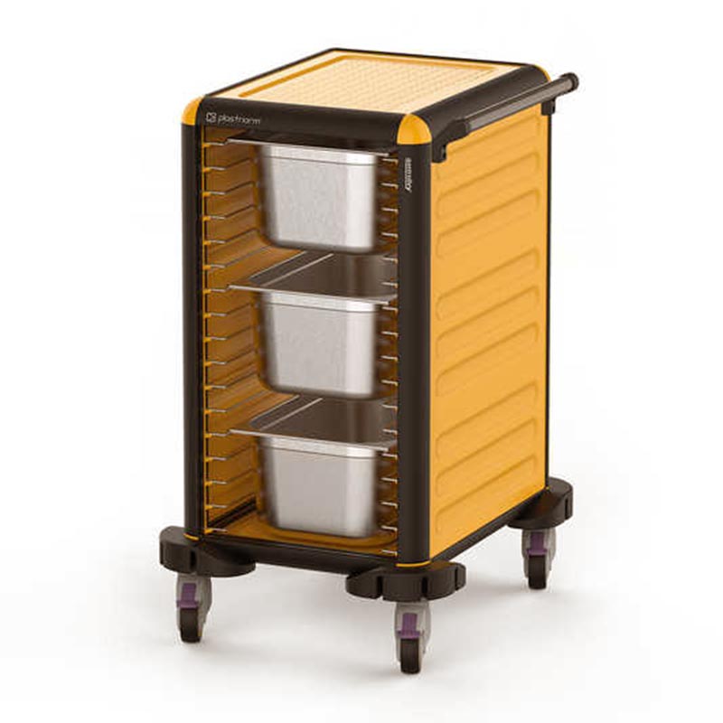 Gastrolley 75 Tekli Gastronorm Küvet Taşıma Arabası, 2 Yanı Kapalı, 53x71x99 cm — Gastrolley