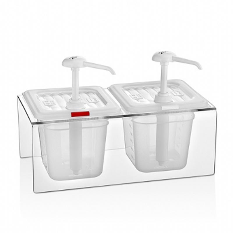 GastroPlast GDP-02 Pompalı Sos Dispenseri, 2'li, Şeffaf — GastroPlast