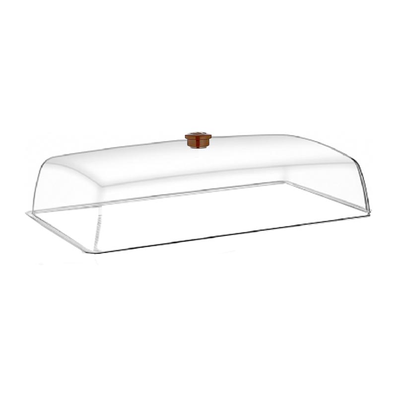 GastroPlast GN 1/1 Polikarbonat Fanus, Kahverengi Kulplu — GastroPlast