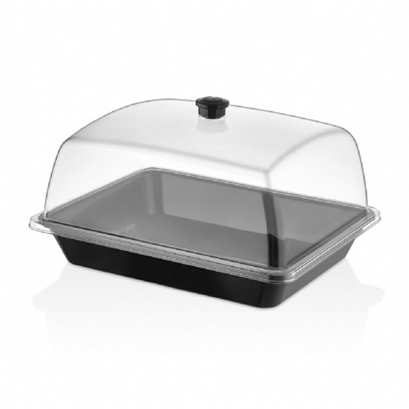 GastroPlast GN 1/2 Polikarbonat Fanus, Siyah Kulplu — GastroPlast — Görsel 2