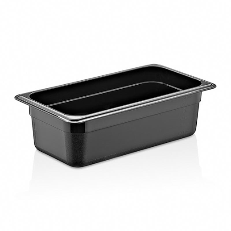 GastroPlast GN 1/3-100 mm Polikarbon Gastronorm Küvet, Siyah — GastroPlast