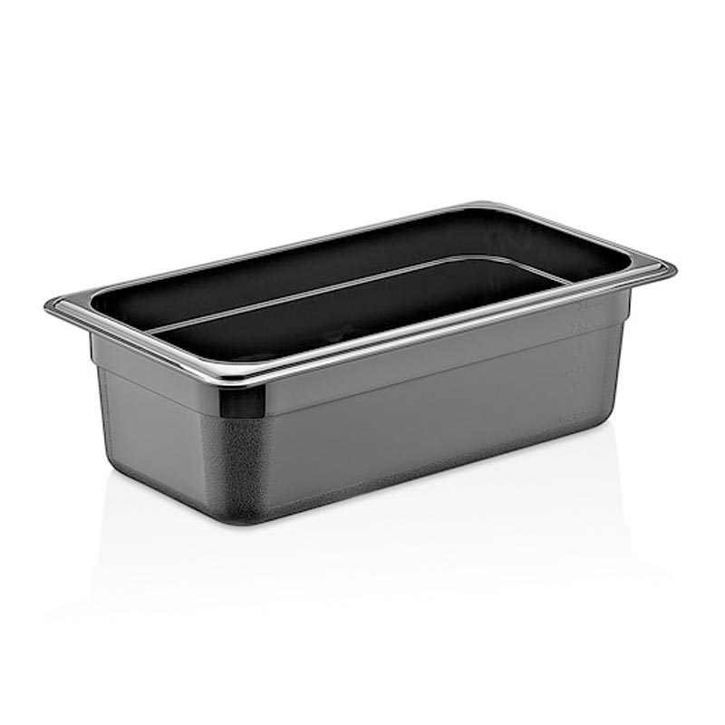 GastroPlast GN 1/3-100 mm Polikarbon Gastronorm Küvet, Siyah — GastroPlast