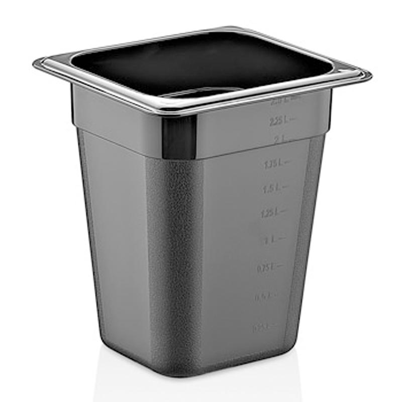 GastroPlast GN 1/6-200 mm Polikarbon Gastronorm Küvet, Siyah — GastroPlast