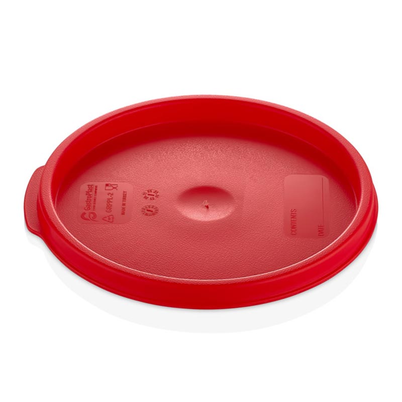 GastroPlast GRPL-2 Yuvarlak Saklama Kabı Kapağı, GRP-2/4 Uyumlu, Kırmızı — GastroPlast