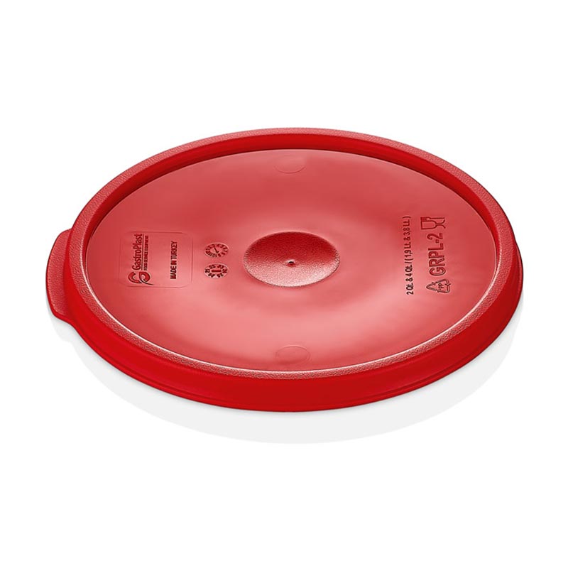 GastroPlast GRPPL-2 Yuvarlak Saklama Kabı Kapağı, GRPP-2/4 Uyumlu, Kırmızı — GastroPlast
