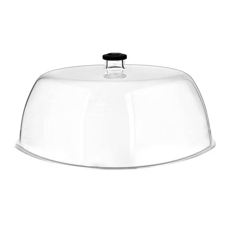 GastroPlast Polikarbonat Yuvarlak Fanus, 35 cm, Siyah Kulplu