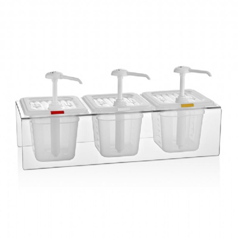 GastroPlast Pompalı Sos Dispenseri, 3'lü, Şeffaf — GastroPlast