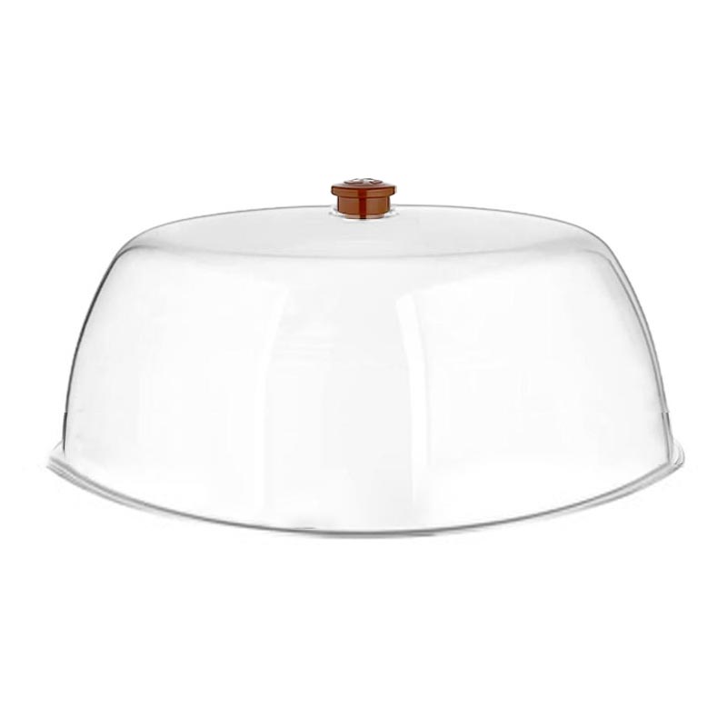 GastroPlast Yuvarlak Polikarbonat Fanus, 35 cm, Kahverengi Kulplu — GastroPlast