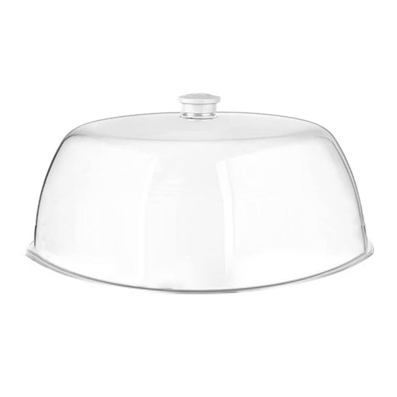 GastroPlast Yuvarlak Polikarbonat Fanus, 35 cm, Beyaz Kulplu — GastroPlast