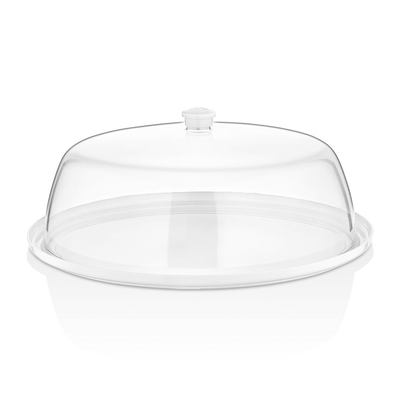 GastroPlast Yuvarlak Polikarbonat Fanus, 35 cm, Beyaz Kulplu — GastroPlast — Görsel 2