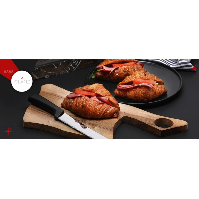 Glanz Plastik Saplı Tırtıklı Kruvasan ve Ekmek Bıçağı, 23 cm — Glanz — Görsel 5